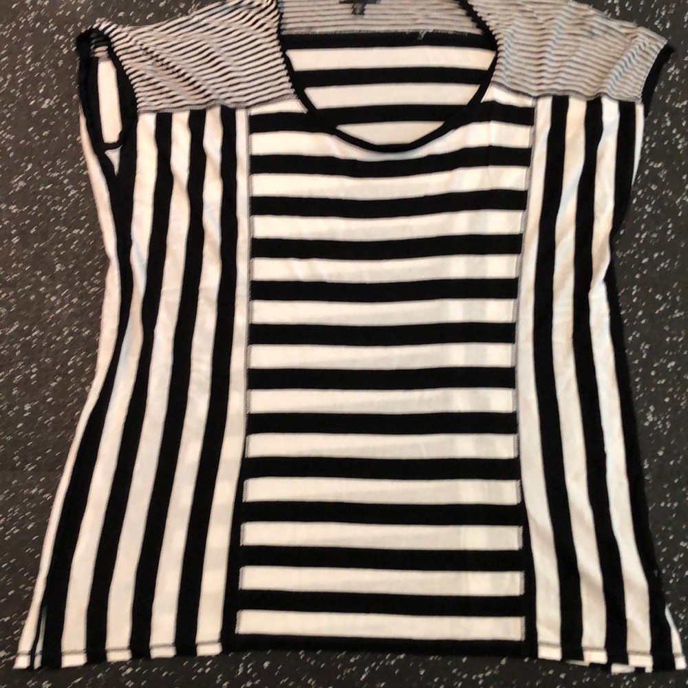 Express black and white striped loose fit shirt